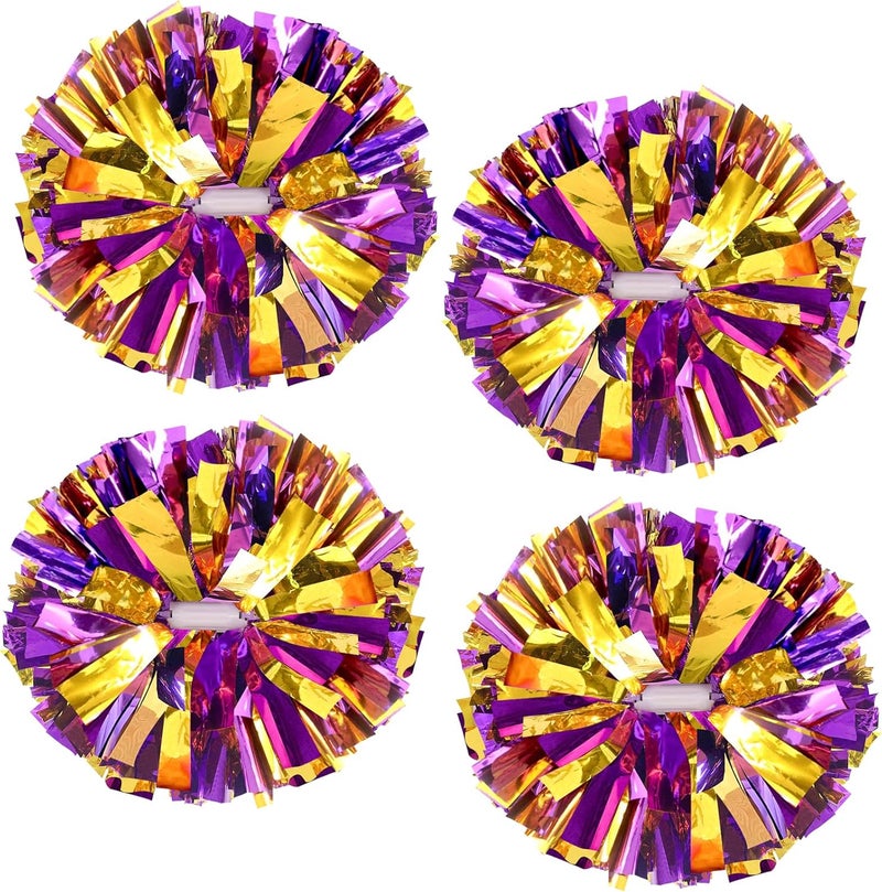 HOLENGS 4Pcs Upgraded 12inch Metallic Cheerleading Pom Poms, Cheerleader Pompoms Cheer Poms for Kids Adults, Cheering Squad Pompoms for School Sports Games Dance Party - Image 1